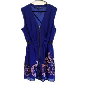 Guess cobalt blue dress with pink/purple flowers size L